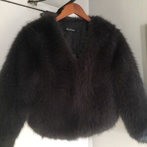 Dark Gray Faux Fur Jacket